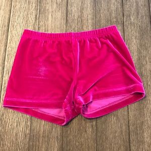GK elite velvet micro mini pink gymnastics shorts